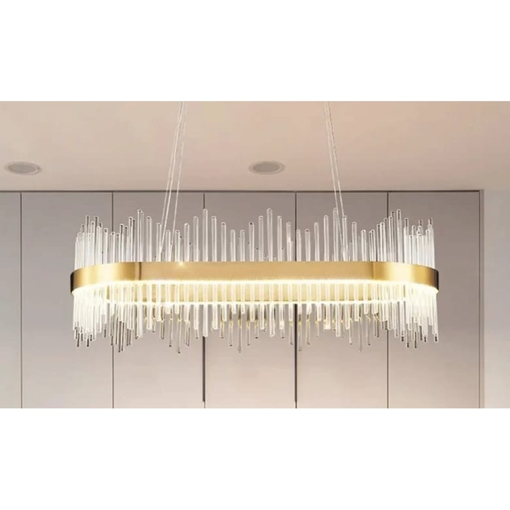 ⁦نجفة كريستال LED 60x80 سم من اونلايت OL.ON-6161 - ذهبي وشفاف⁩ - الصورة ⁦8⁩