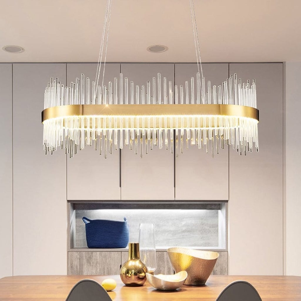 ⁦نجفة كريستال LED 60x80 سم من اونلايت OL.ON-6161 - ذهبي وشفاف⁩ - الصورة ⁦4⁩