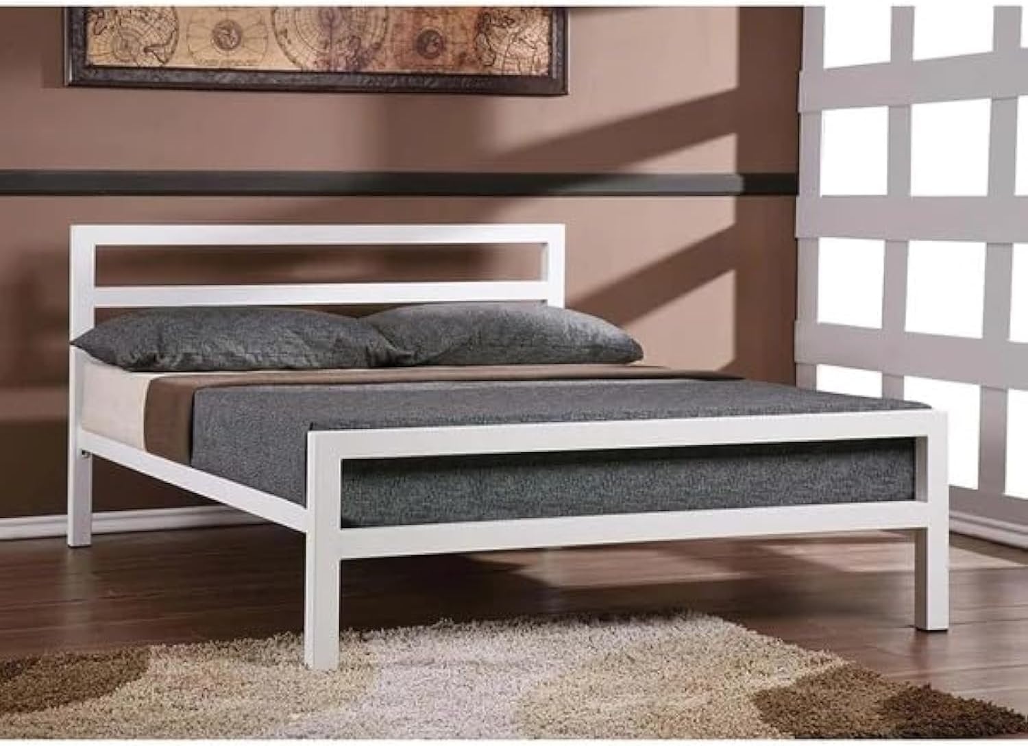 Metal Super King Size Bed, 200×160×90 Cm - White - Image 2