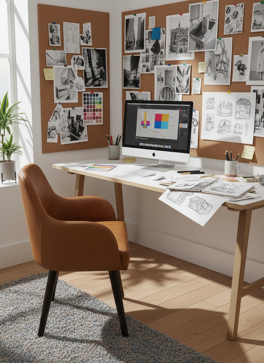 Leather Office Chair, 55X90X55 Cm - Brown - Image 2