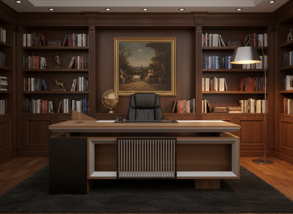 Modern MDF Manager'S Desk, 220X220X70 Cm - White Wood - Image 2