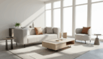 Beech Wood And Venetian Leather Living Room Set, 2 Pieces - Beige - Image 4