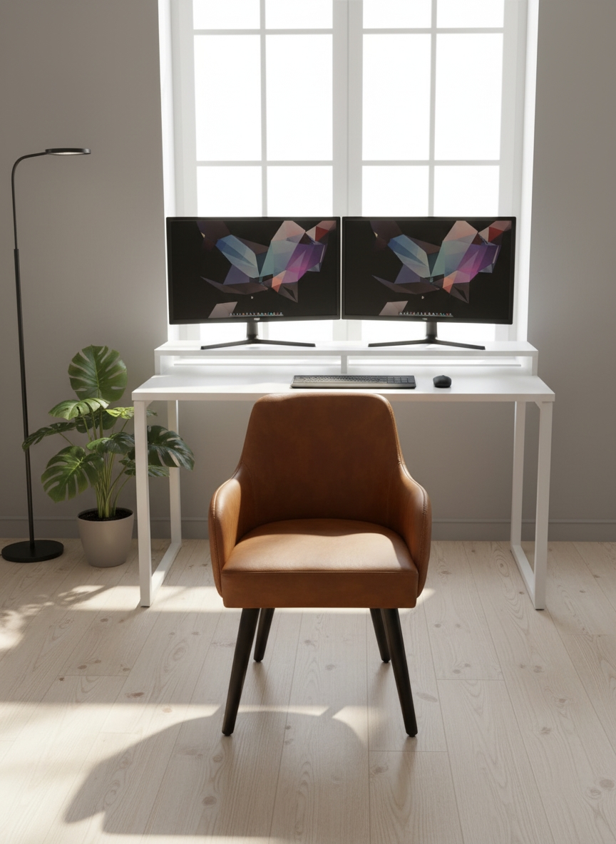 Leather Office Chair, 55X90X55 Cm - Brown - Image 3