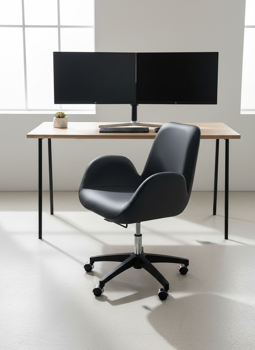 Leather Office Chair, 70X100X70 Cm - Black - Image 4