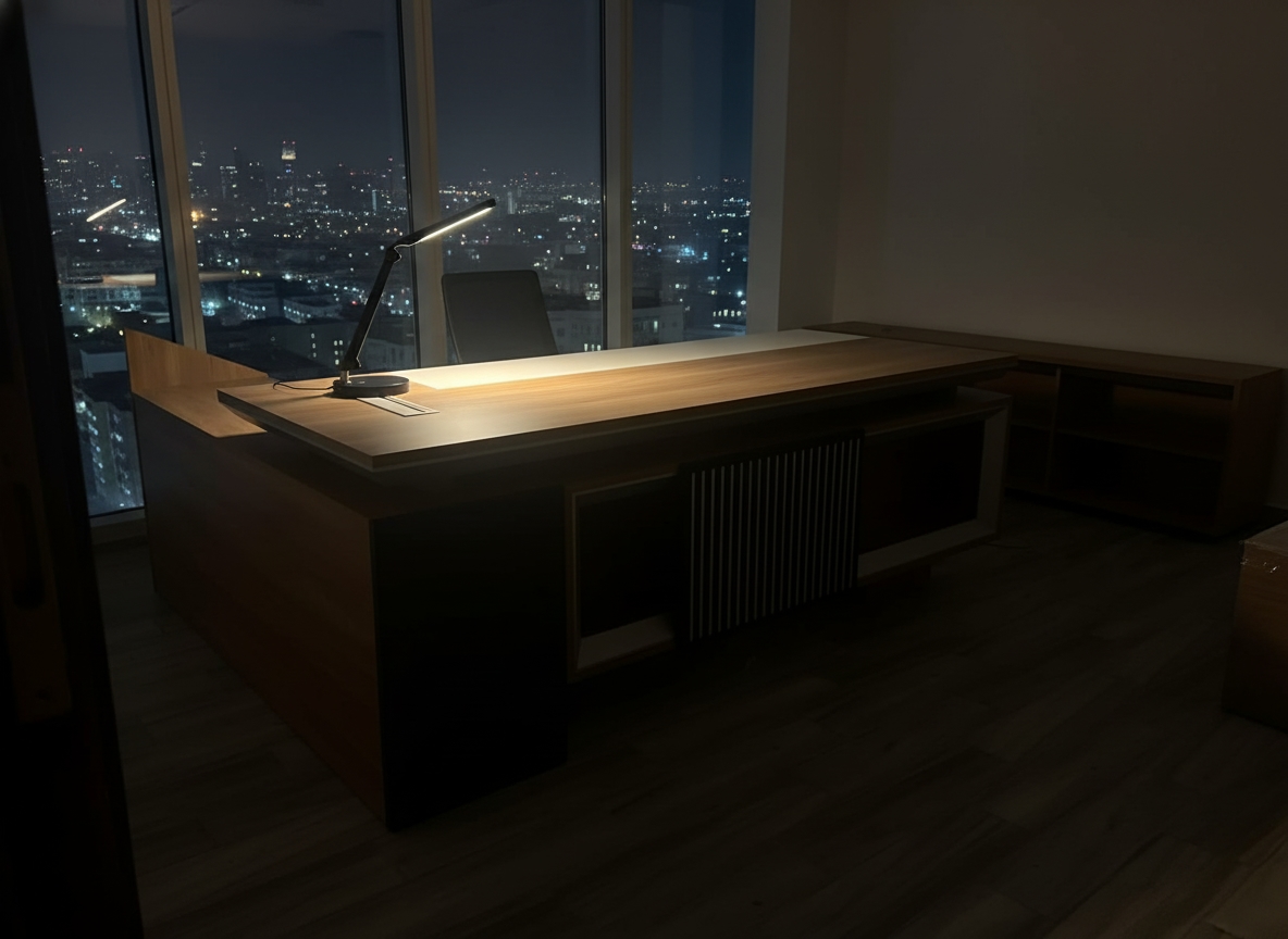 Modern MDF Manager'S Desk, 220X220X70 Cm - White Wood - Image 4