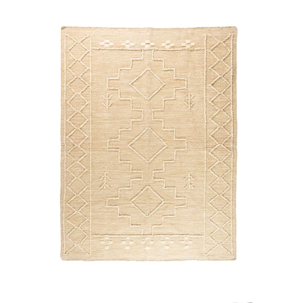 سجادة  صوف وقطن بيج - 150 × 70 سم