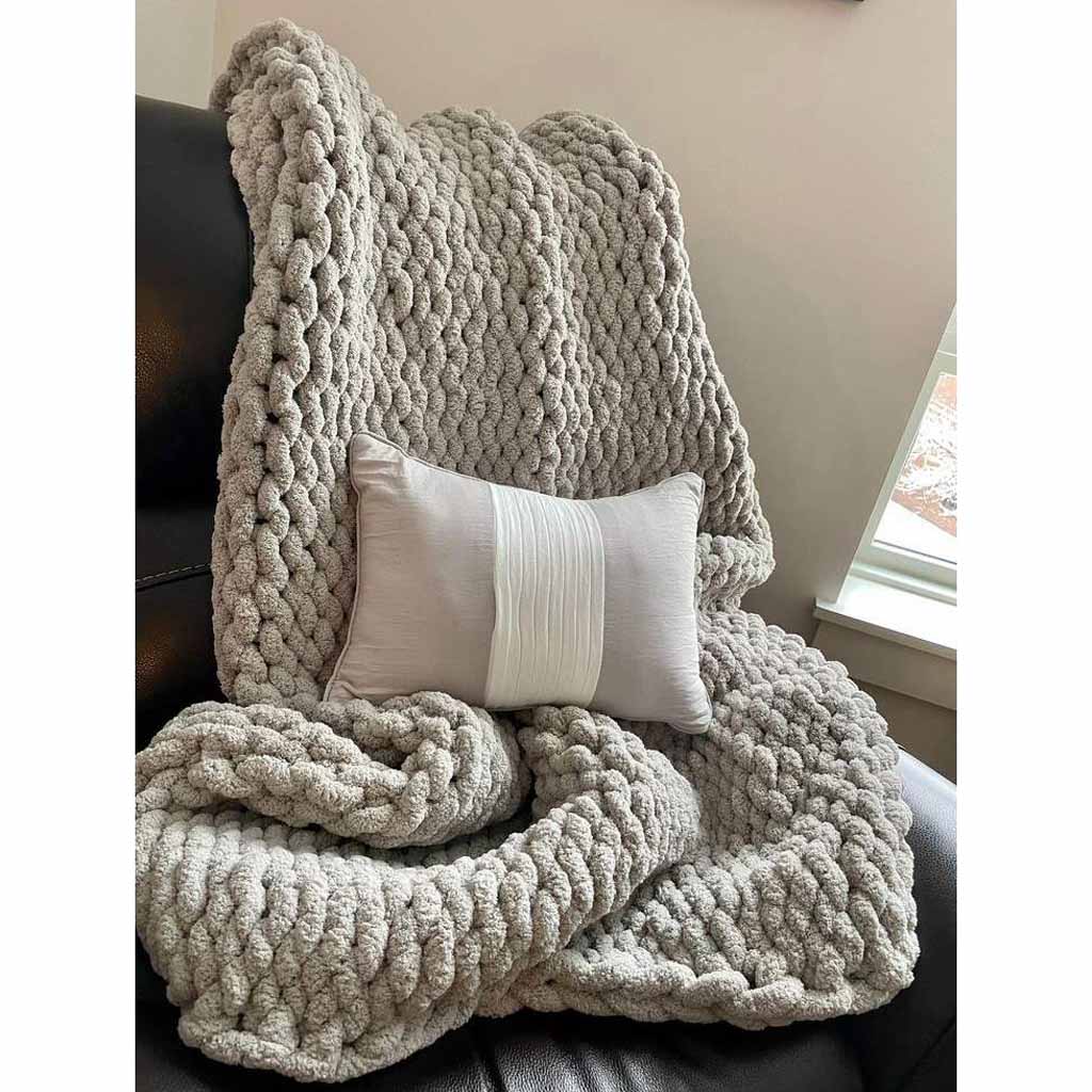 بطانية فرو  رمادى فاتح - 150×150 سم
