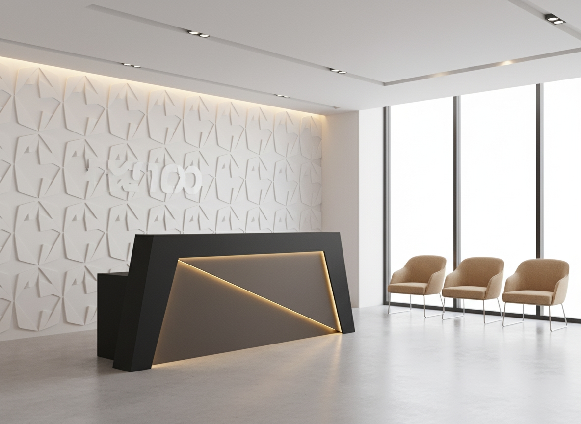 كاونتر استقبال ام دى اف بليد، 240×110×60 سم - اسود
