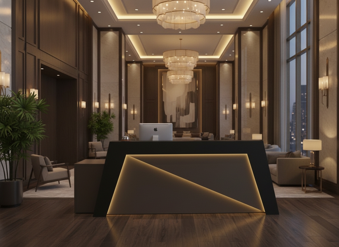 ⁦كاونتر استقبال ام دى اف بليد، 240×110×60 سم - اسود⁩ - الصورة ⁦2⁩